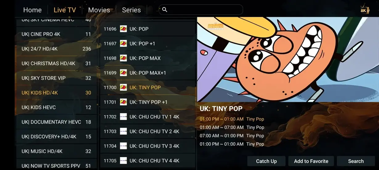 Mom IPTV app preview screen 9